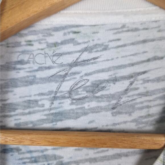 Cache Top Medium Vintage Y2K‎ Tee Floral Sheer Studded Cross Chains Tie Dye USA - Picture 2 of 6